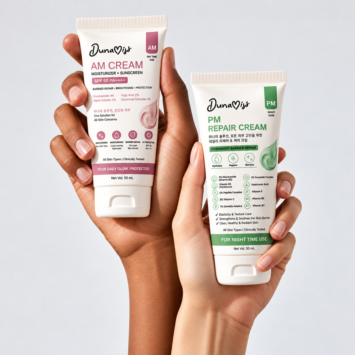DUNAMISS AM & PM Face Cream Combo | Day & Night Skincare Duo for Hydration, Glow & Skin Repair