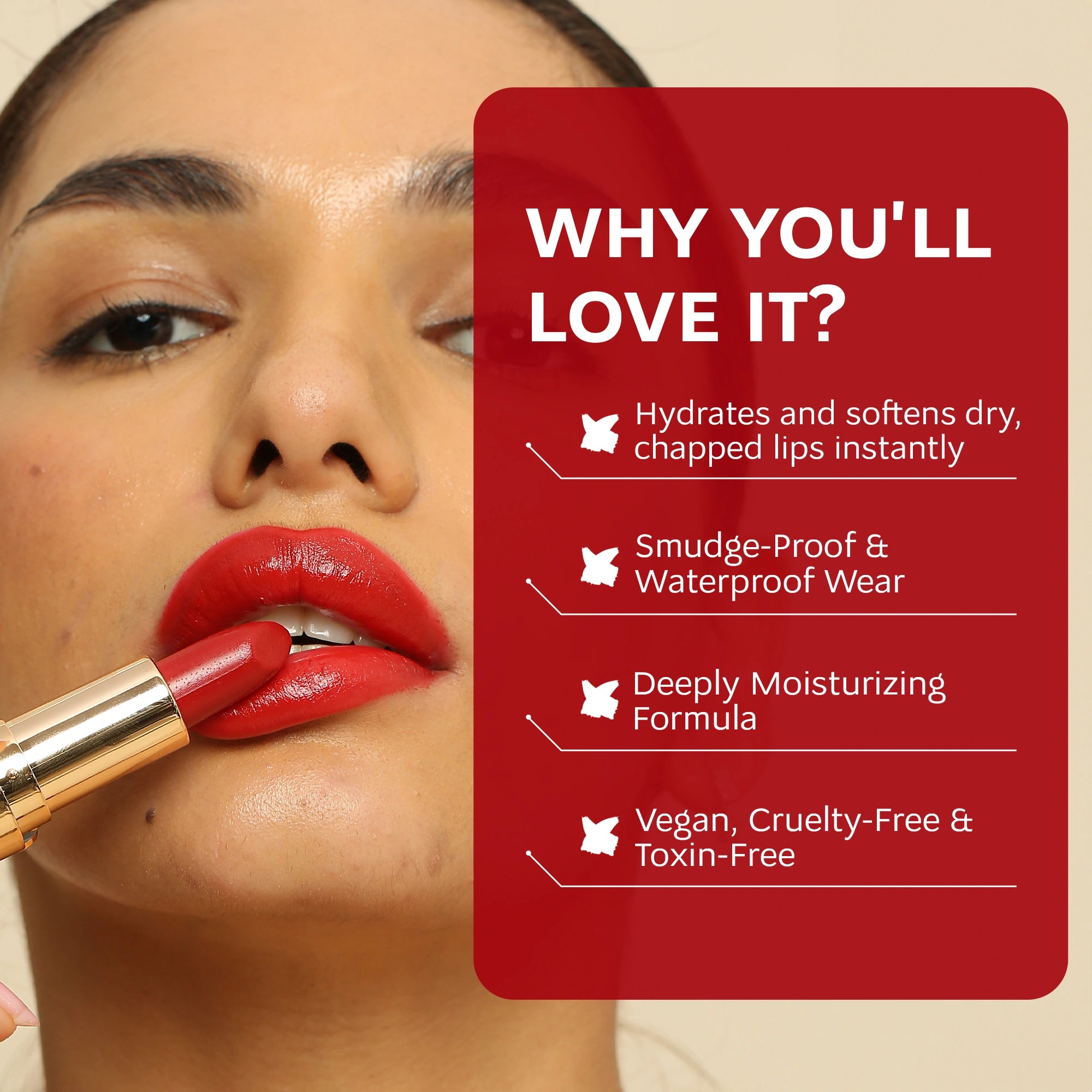 Dona Red Sheen Satin Lipstick