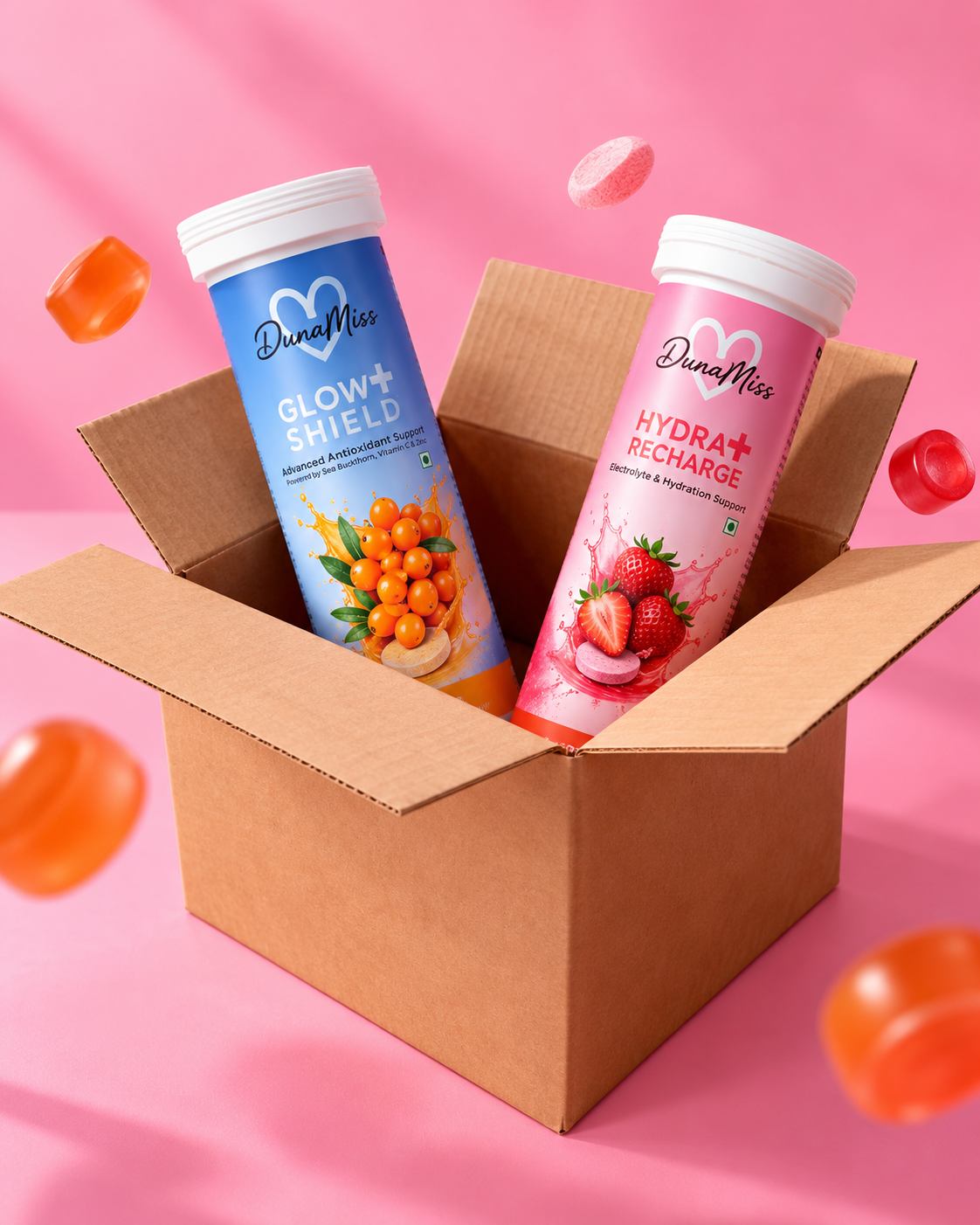 DUNAMISS Drinks Glow Duo | Glow+ Shield & Hydra+ Recharge Effervescent Tablets Combo | Beauty & Hydration