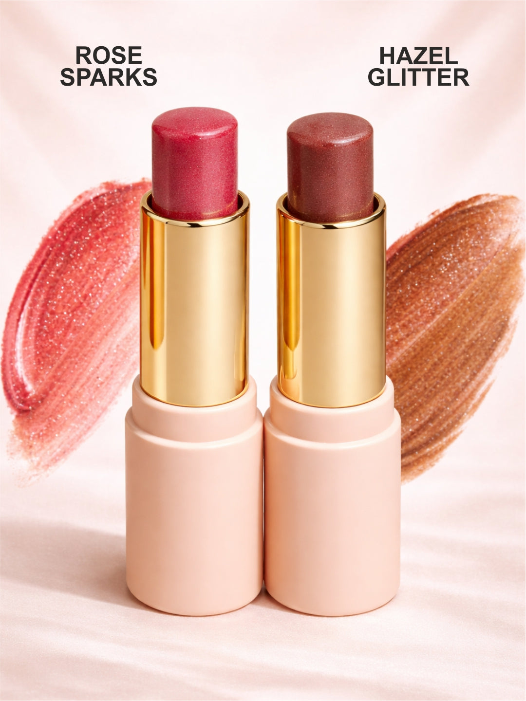 Glimmer Hydra Glow Duo Set - Lip Balm in Hazel Glitter & Rose Sparks