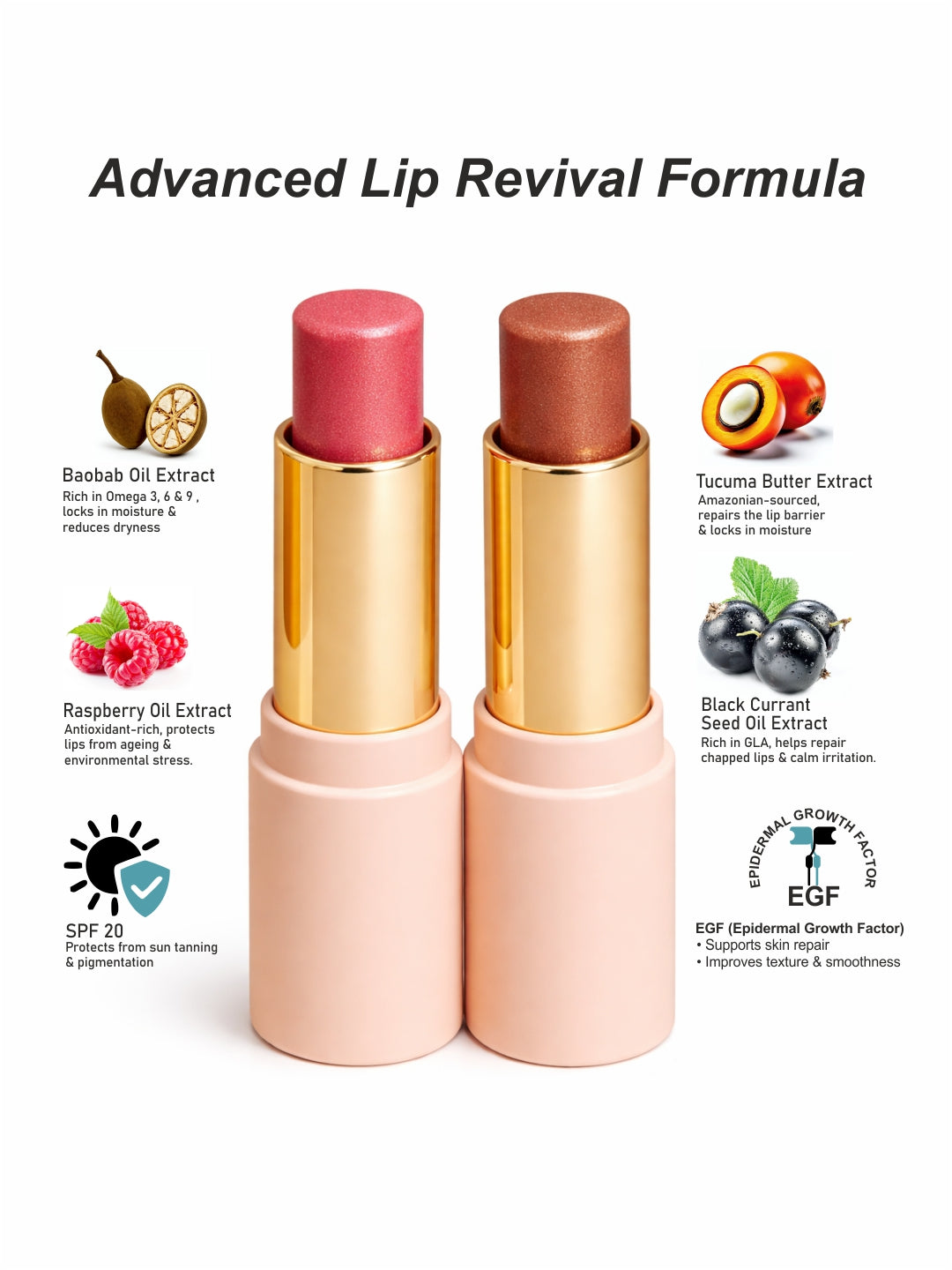 Glimmer Hydra Glow Duo Set - Lip Balm in Hazel Glitter & Rose Sparks
