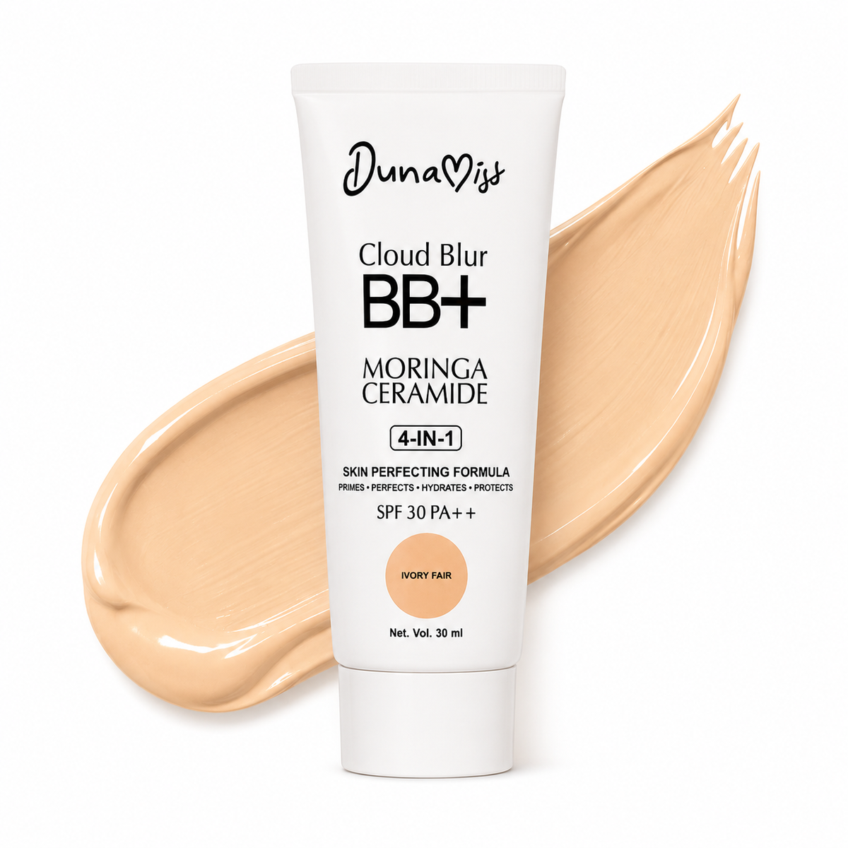 Dunamiss Cloud Blur BB+ Moringa ceramide 4-in-1, SPF 30 PA ++ - Ivory Fair