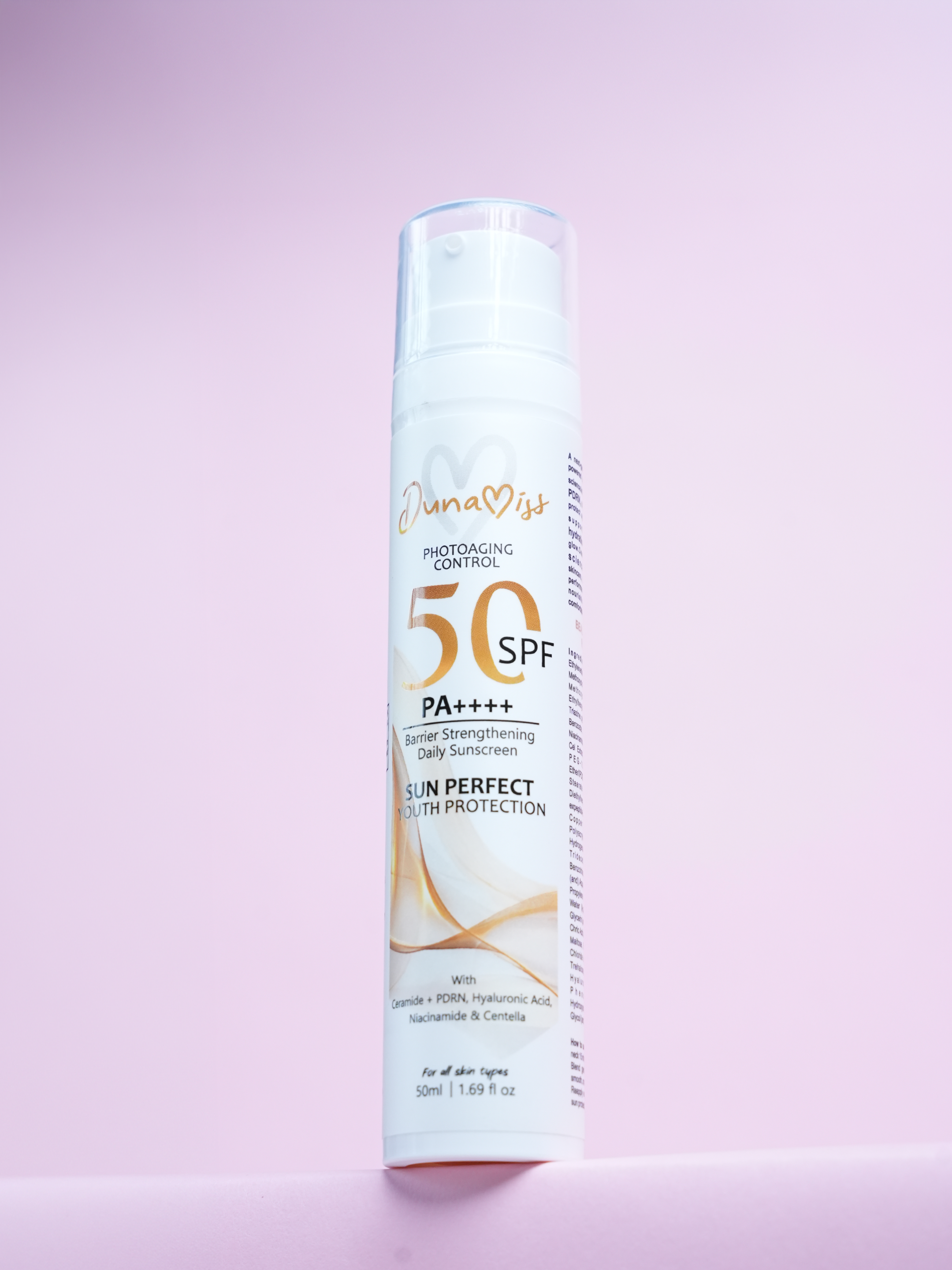 Dunamiss SPF 50 PA++++ Barrier Strengthening Daily Sunscreen | Ceramides, PDRN, Hyaluronic Acid, Niacinamide & Centella | Lightweight Broad Spectrum UV Protection | 50ml