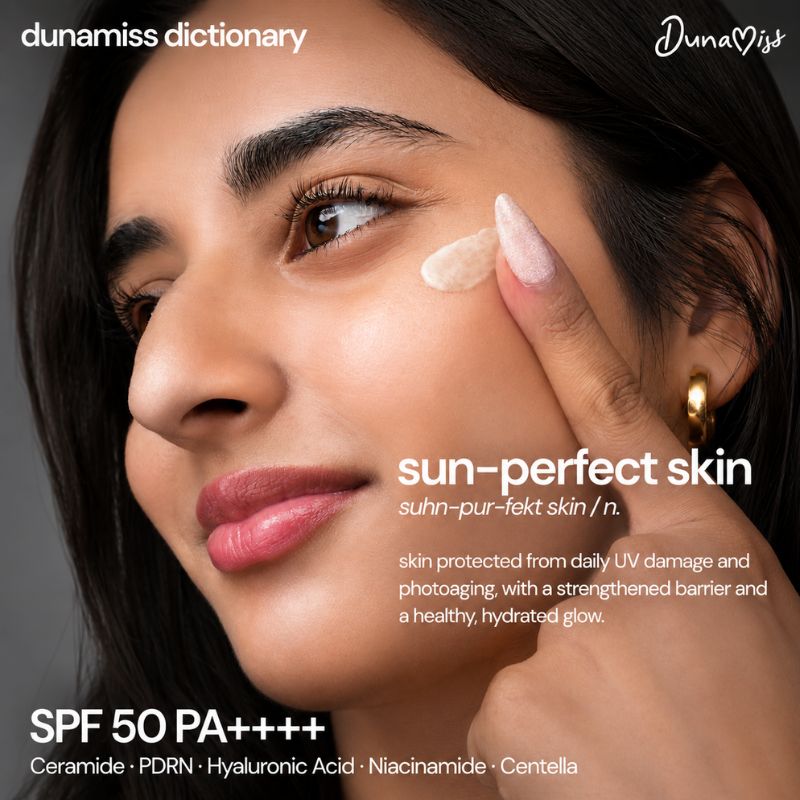Dunamiss SPF 50 PA++++ Barrier Strengthening Daily Sunscreen | Ceramides, PDRN, Hyaluronic Acid, Niacinamide & Centella | Lightweight Broad Spectrum UV Protection | 50ml