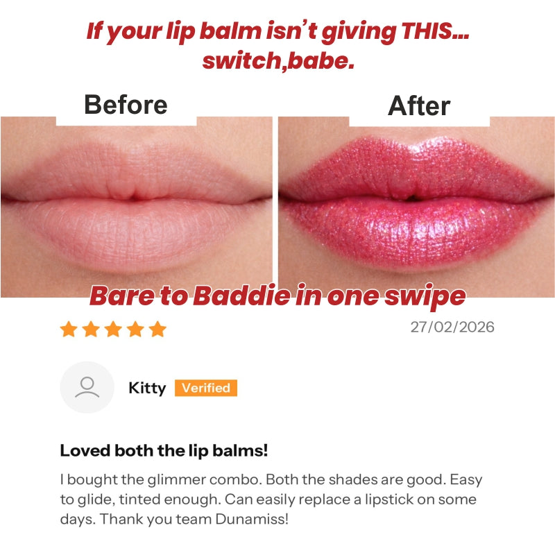 Dunamiss Glimmer Lip Balm – Rose Spark Tinted Moisturizing Shine for Luscious Lips